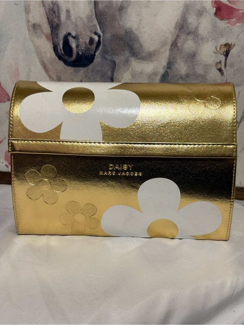 Marc Jacobs Gold & White Daisy Clutch